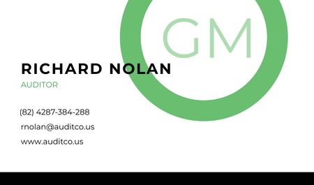 Auditor Contacts with Circle Frame in Green Business card Design Template