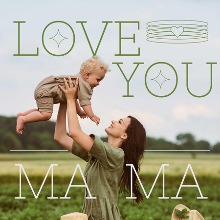 Love You Mom -valokuva äitienpäivätervehdyksessä Instagram Design Template