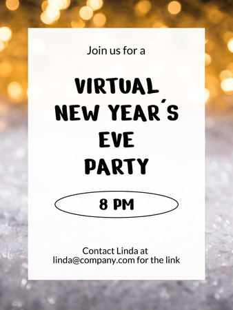 Virtual New Year Party Announcement Poster US tervezősablon
