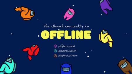 カラフルなキャラクターによるゲームチャンネルのプロモーション Twitch Offline Bannerデザインテンプレート