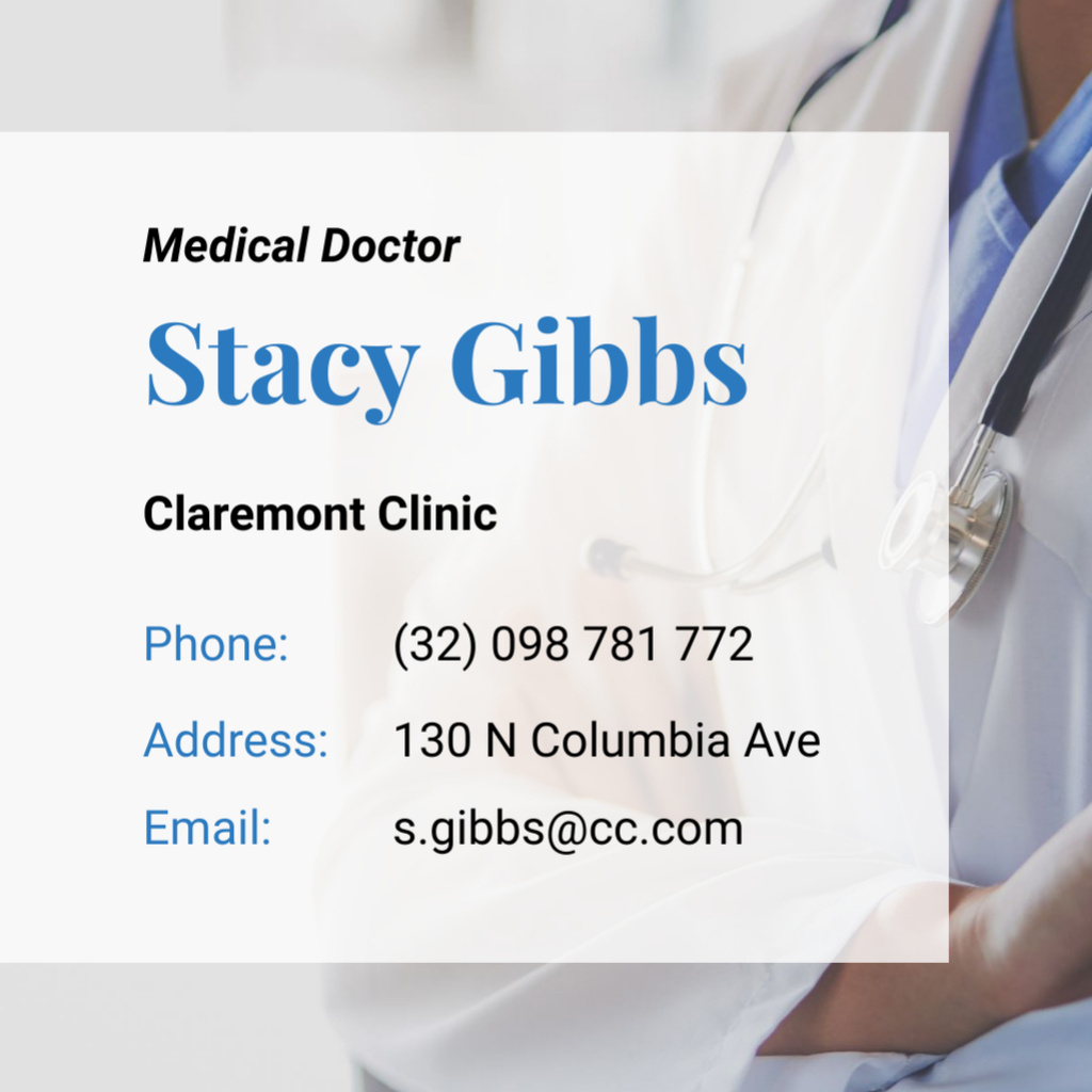 Medical Doctor Services Offer on White Square 65x65mm Design Template