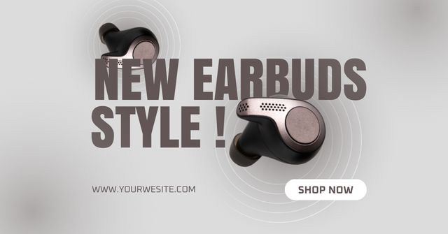 Promotion of New Stylish Earbuds Facebook AD Design Template