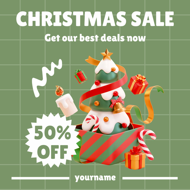 Platilla de diseño Christmas Deals with Holiday Composition Instagram AD