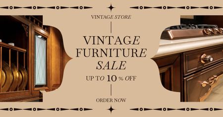 Wooden Furniture Sale Offer In Antiques Store Facebook AD tervezősablon