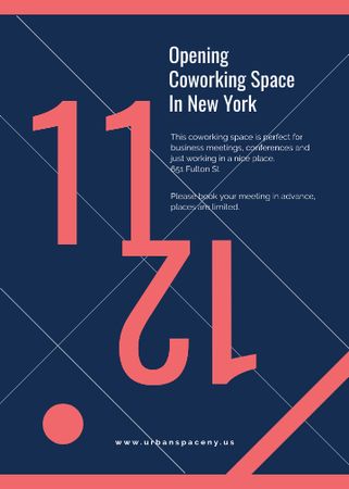 Coworking Opening Minimalistic Announcement in Blue and Red Invitation Πρότυπο σχεδίασης