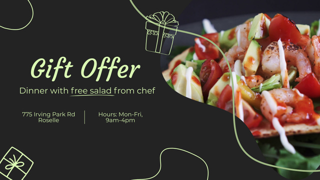 Designvorlage Yummy Dinner With Free Salad As Gift Offer für Full HD video