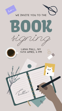 Book Signing Invitation Instagram Video Story Design Template