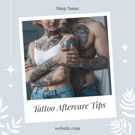 Designvorlage Tattoo-Nachsorge-Tipps mit bunten Tattoos auf Körpern für Instagram