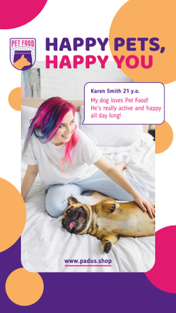 Pet Adoption Ad Woman with French Bulldog Instagram Story Modelo de Design