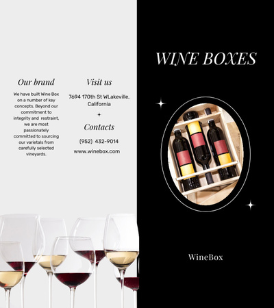 Anúncio de degustação de vinhos com garrafas de vinho pretas Brochure 9x8in Bi-fold Modelo de Design