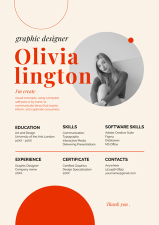 Ontwerpsjabloon van Resume van Vaardigheden en werkervaring als grafisch ontwerper