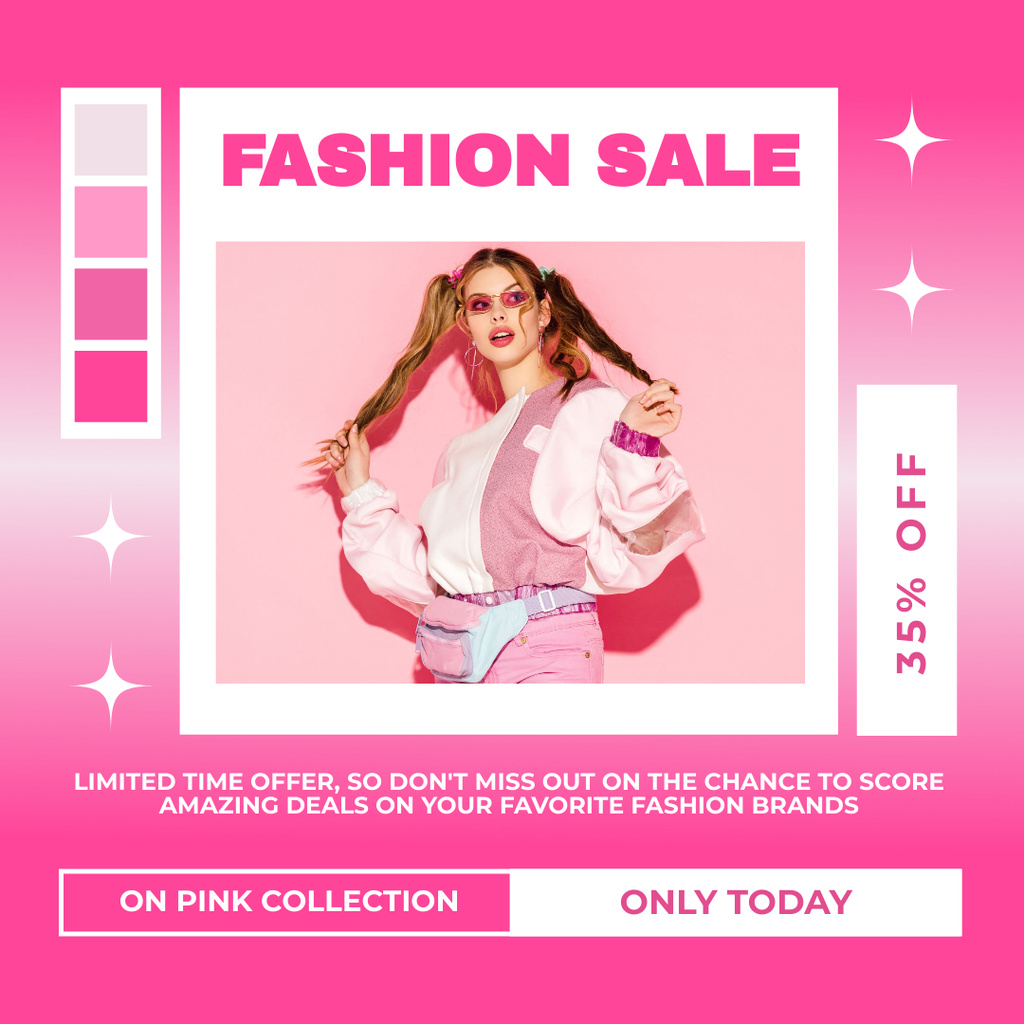Fashion Sale of Pink Palette Collection Instagram Design Template