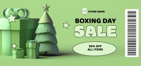 Boxing Day Discount Offer with Cute Tree Coupon Din Large Design Template