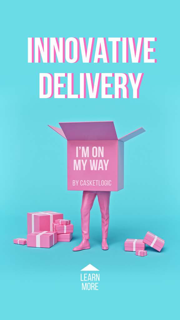 Funny Illustration of Delivery Box with Human Legs Instagram Story Design Template