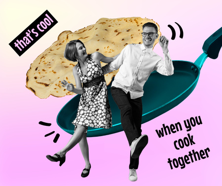 piada engraçada com casal na frigideira Facebook Modelo de Design