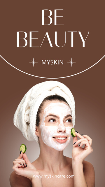 New Skin Care Product with Woman in Cream Mask Instagram Story Design Template
