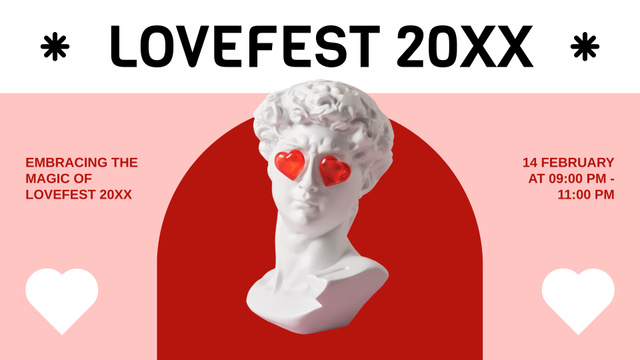Valentine's Day Love Fest FB event cover tervezősablon