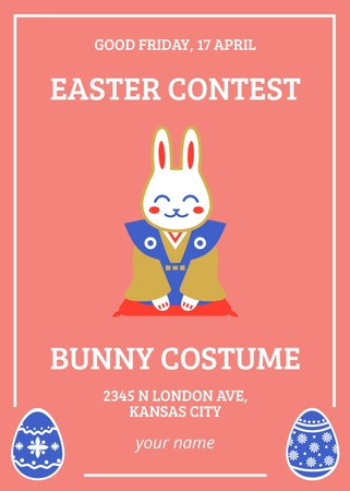 Easter Contest Ad with Cute Bunny in Costume Flayer Design Template