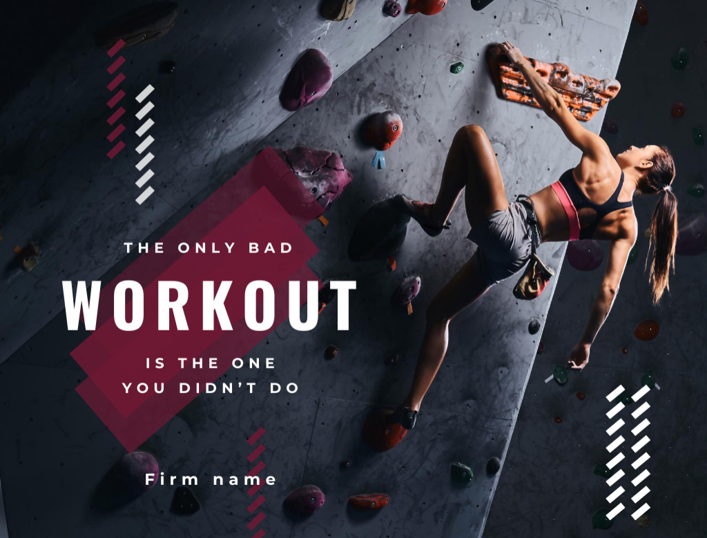 Platilla de diseño Climbing On The Wall And Quote About Bad Workout Postcard 4.2x5.5in