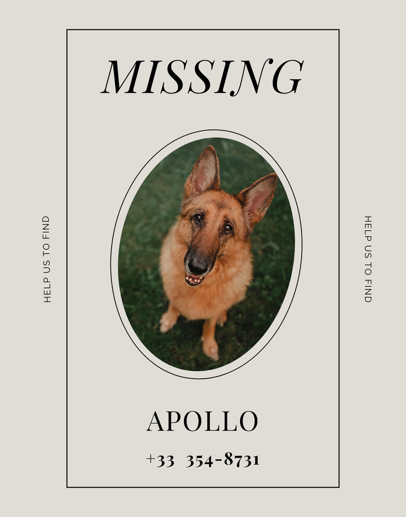 Remarkable Announcement about Missing Nice Dog Poster 22x28in Πρότυπο σχεδίασης