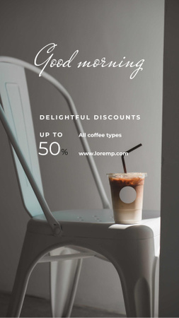 kupa latte-val jó reggelt Instagram Story tervezősablon