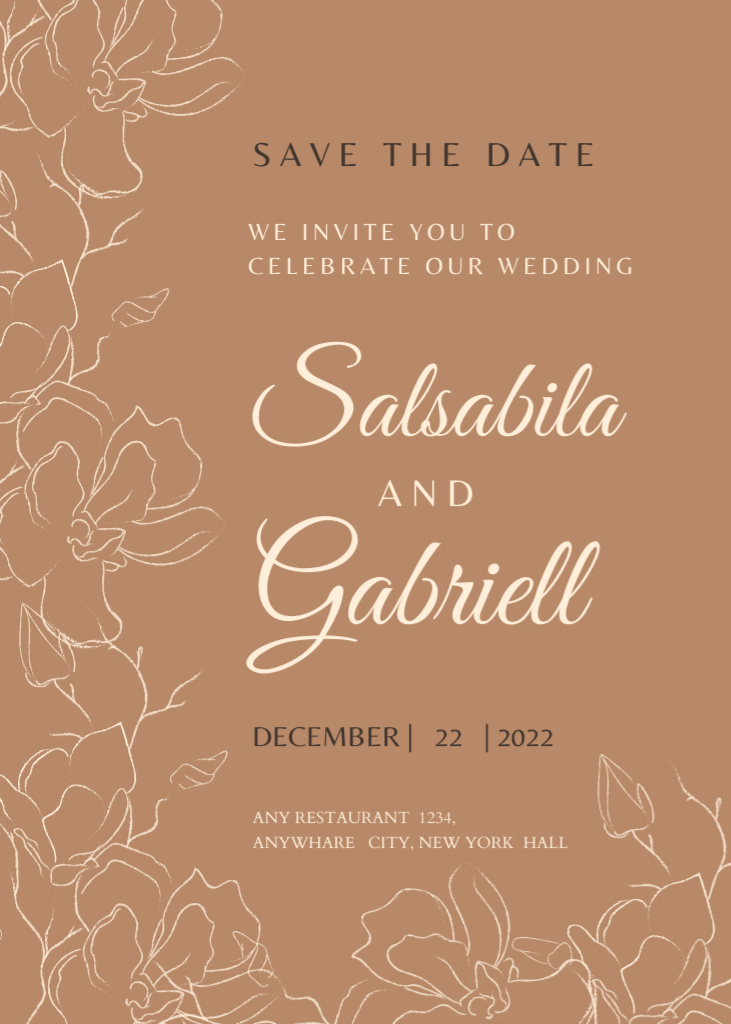 Announcement of Wedding Celebration in Brown Flayer Design Template