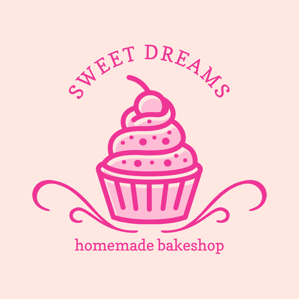 Succulent Bakery Ad with a Yummy Cupcake Logo Design Template