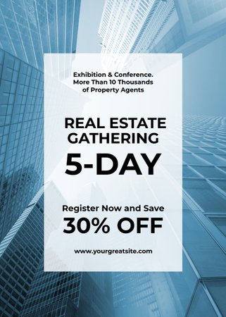 Real Estate Conference announcement Glass Skyscrapers Flayer Design Template