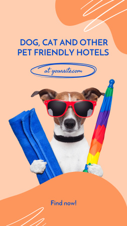 Plantilla de diseño de Cute Puppy on Holiday with Sunglasses And Umbrella And Mat  Instagram Video Story 