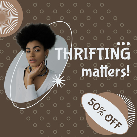 Black woman is thrifting brown Instagram Design Template