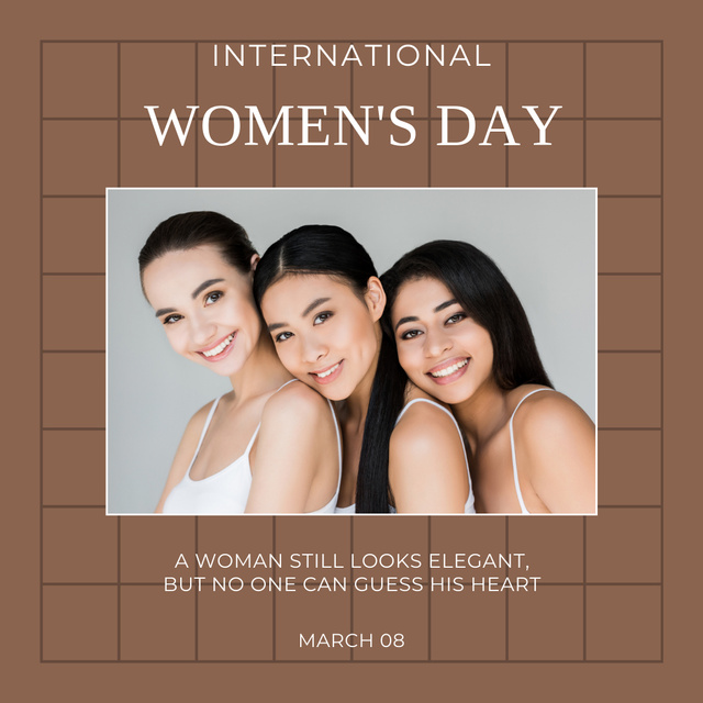 International Women's Day Celebration with Smiling Diverse Women Instagram Modelo de Design