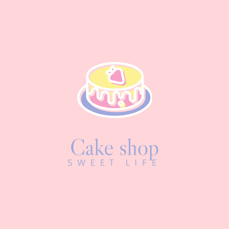 Bakery Ad with Delightful Sweet Cake Logo 1080x1080px Πρότυπο σχεδίασης