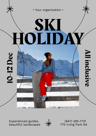 Ski Holiday Announcement Poster Design Template