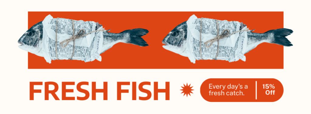 Fresh Fish Offer with Creative Illustration Facebook cover tervezősablon