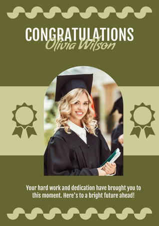 Congratulations on Graduation on Green Poster Design Template