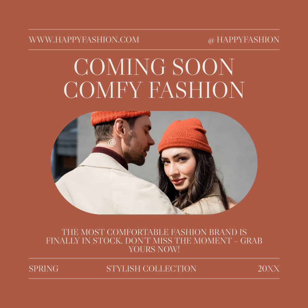 Modèle de visuel Couple in Caps for Fashion Sale Ad - Instagram