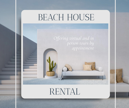 Beach House Rent Offer Facebook Design Template