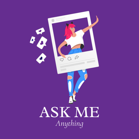 Confident Tab for Asking Questions With Hearts Instagram Design Template