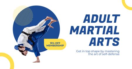 Adult Martial Arts Ad with People on Training Facebook AD Design Template