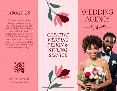 Designvorlage Serviceangebot einer Hochzeitsagentur mit glücklichen Jungvermählten für Brochure 8.5x11in