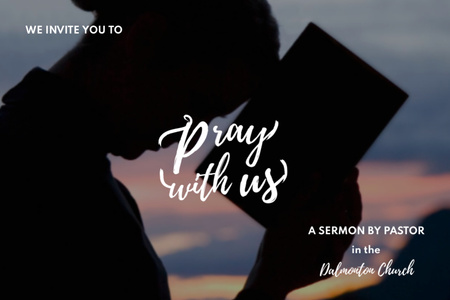Szablon projektu Sylwetka modlącej się kobiety z Biblią Flyer 4x6in Horizontal