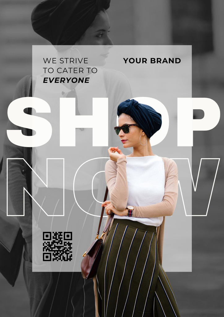 Young Woman in Modern Stylish Outfit Poster Design Template