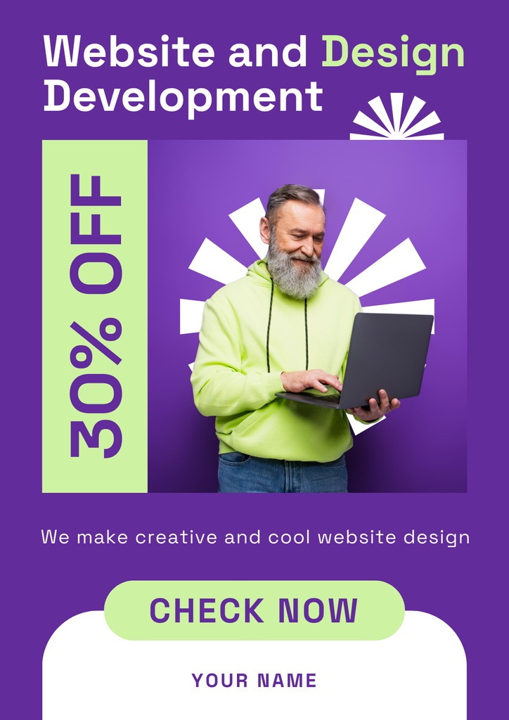 Elder Man on Website and Design Development Course Poster Πρότυπο σχεδίασης