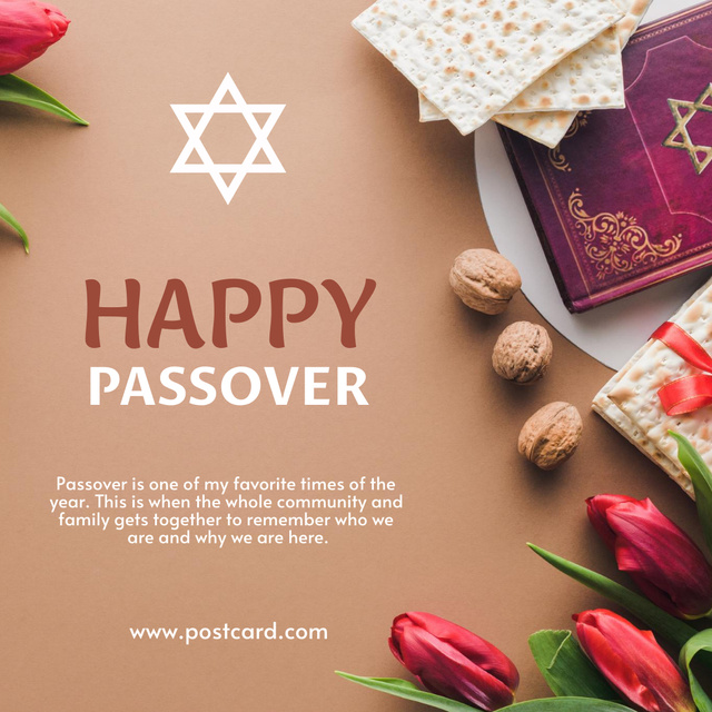Greeting on Passover with Torah Instagram Design Template