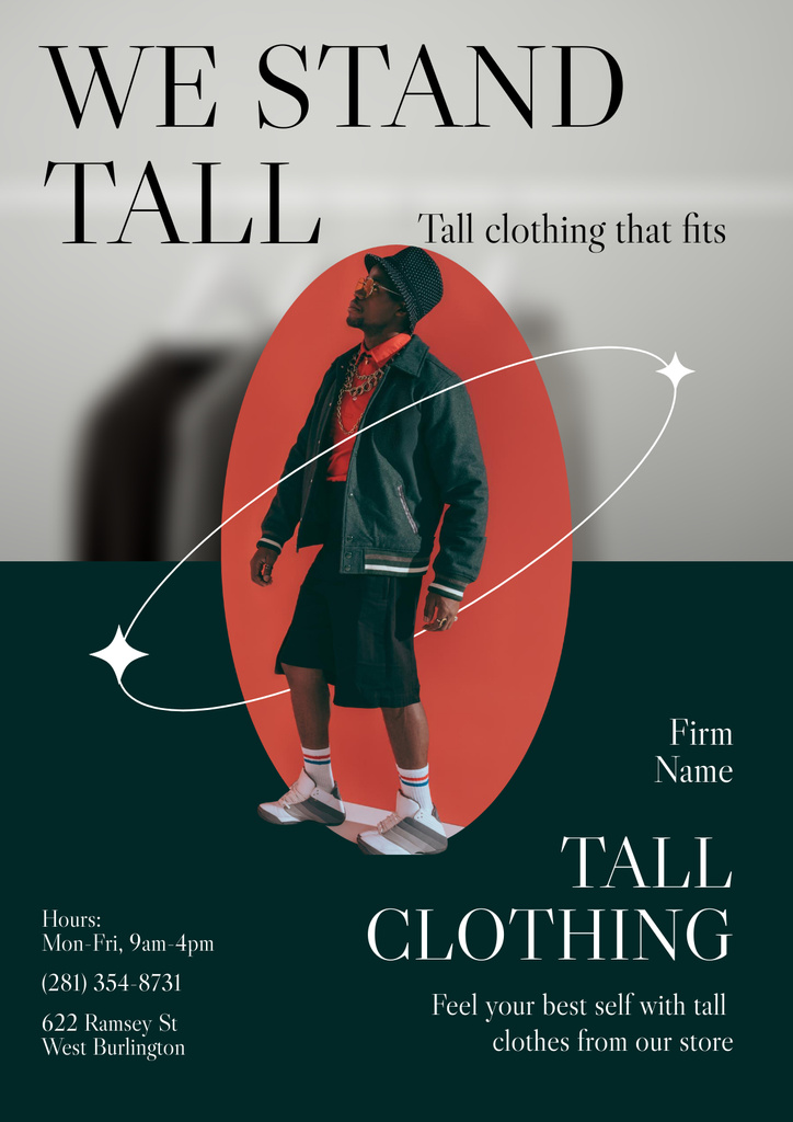 Designvorlage Offer of Clothing for Tall People für Poster