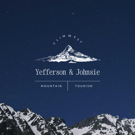 Designvorlage Travel Tour Offer with Night Snowy Mountains für Logo