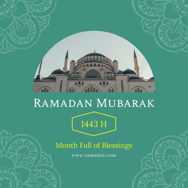 Greeting on Month of Ramadan with Mosque And Ornaments Instagram Design Template