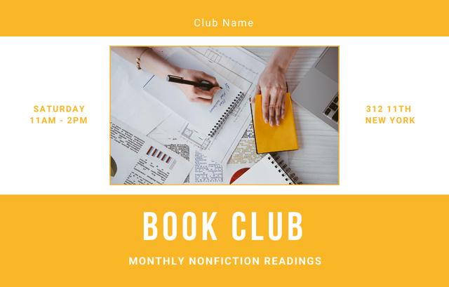 Monthly Nonfiction Readings Announcement Invitation 4.6x7.2in Horizontal Design Template