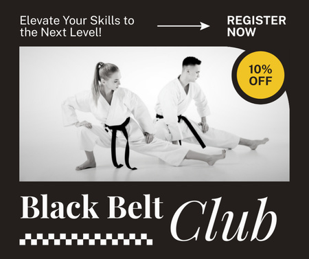 Ontwerpsjabloon van Facebook van Kortingsaanbieding voor Black Belt Club-lidmaatschap