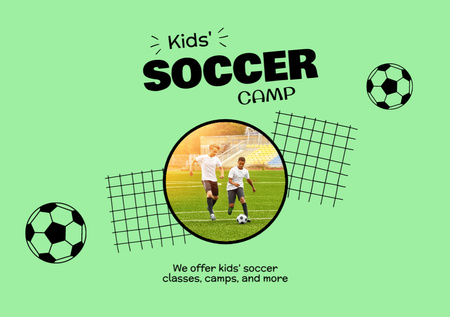 Designvorlage Kids' Soccer Camp Ad für Flyer A5 Horizontal